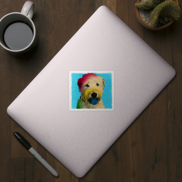 Colorful Pop Art Dog who Looks Like Albert Einstein by ibadishi